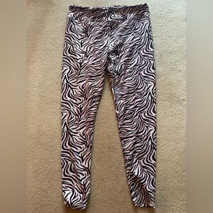 LuLaRoe Zebra Pattern Leggings with Black and Pink Accents